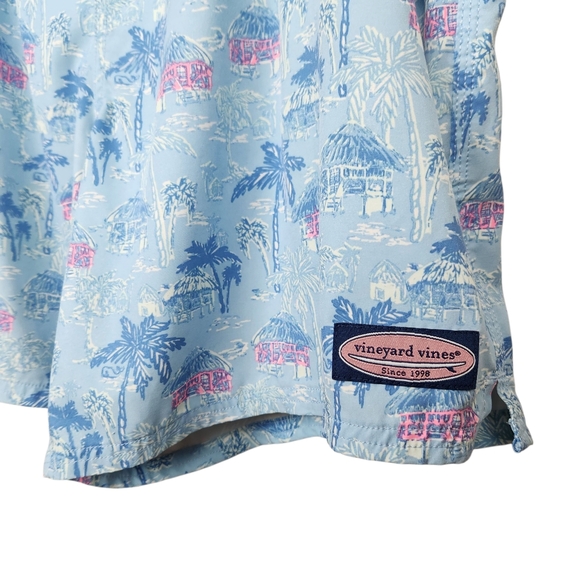 Vineyard Vines Chappy Beach Huts Blue Drawstring Mesh Swim Trunk Mens Size XL - Picture 8 of 13